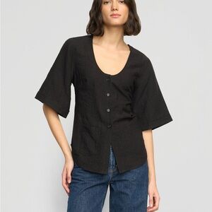Modern Citizen Katniss Pocket Tulip Hem Blouse